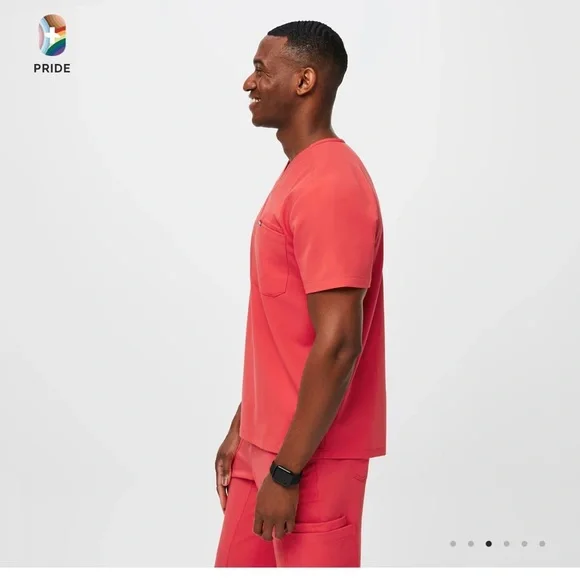 Figs Leon Three-Pocket Scrub Pride Top in Hibiscus sz 6XL - Picture 9 of 10